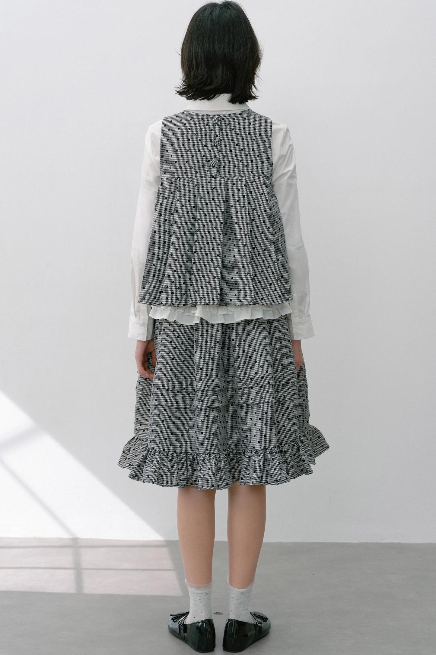 Plaid Flower Puffy Skirt Set-Up