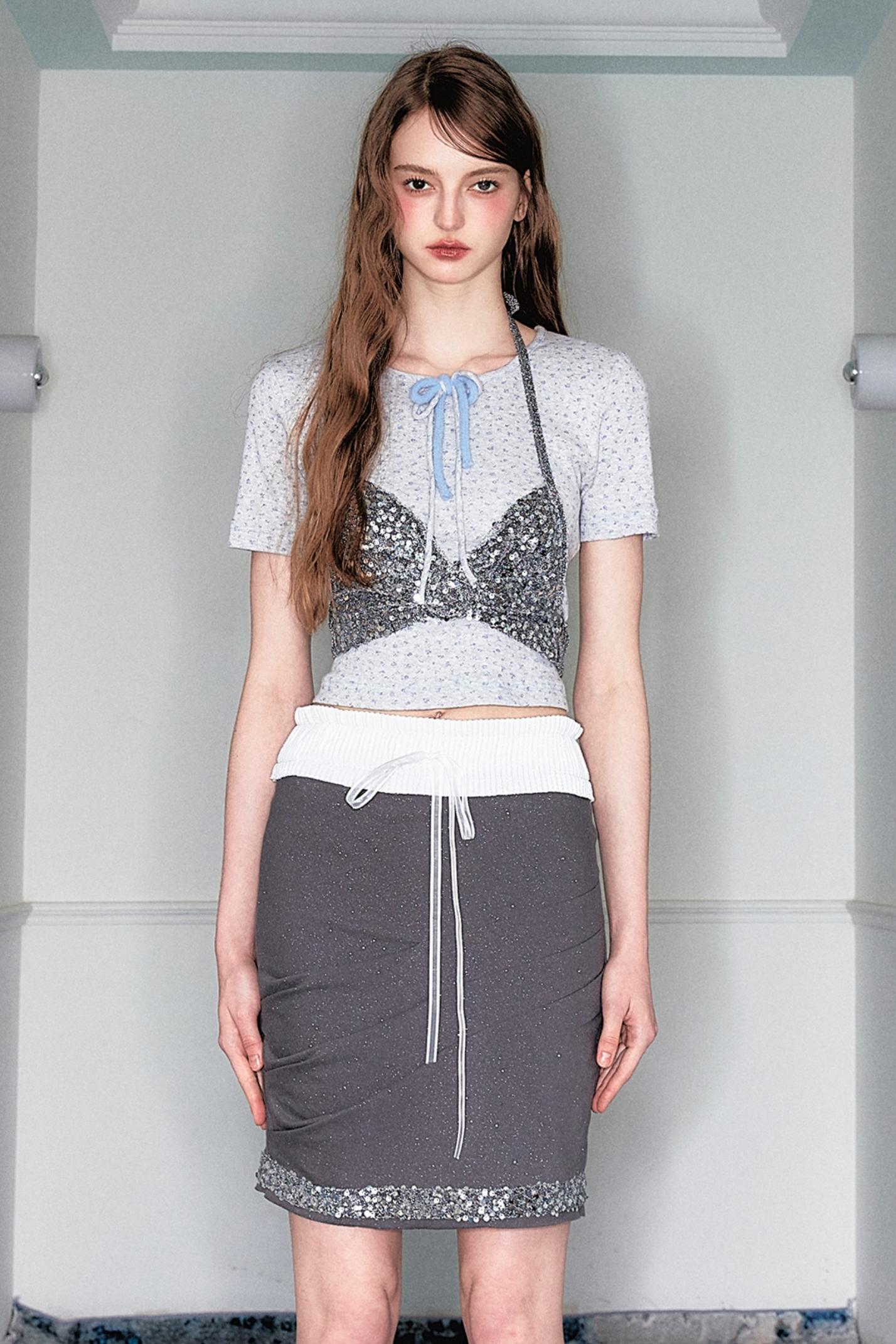 Gray Floral Two-Piece Set-Up