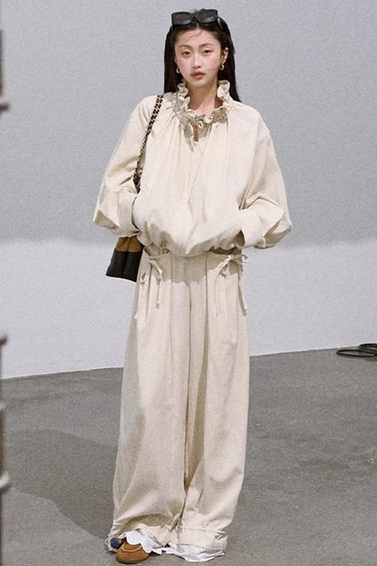 Embroidered Lace Panels Trousers & Jacket Set-Up