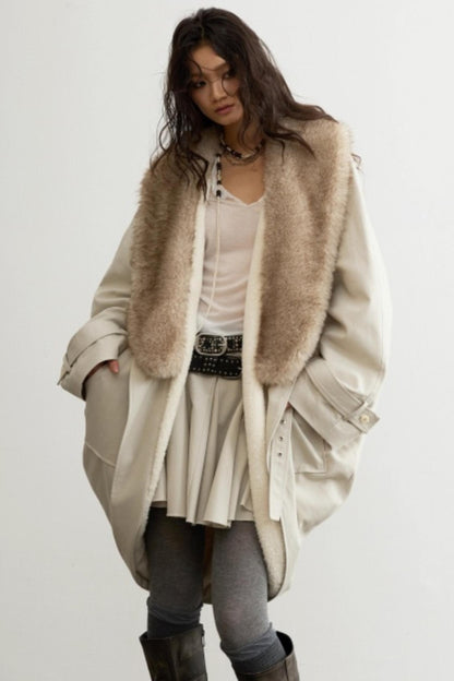 Retro-Jacken-Set mit Fellkragen im Used-Look