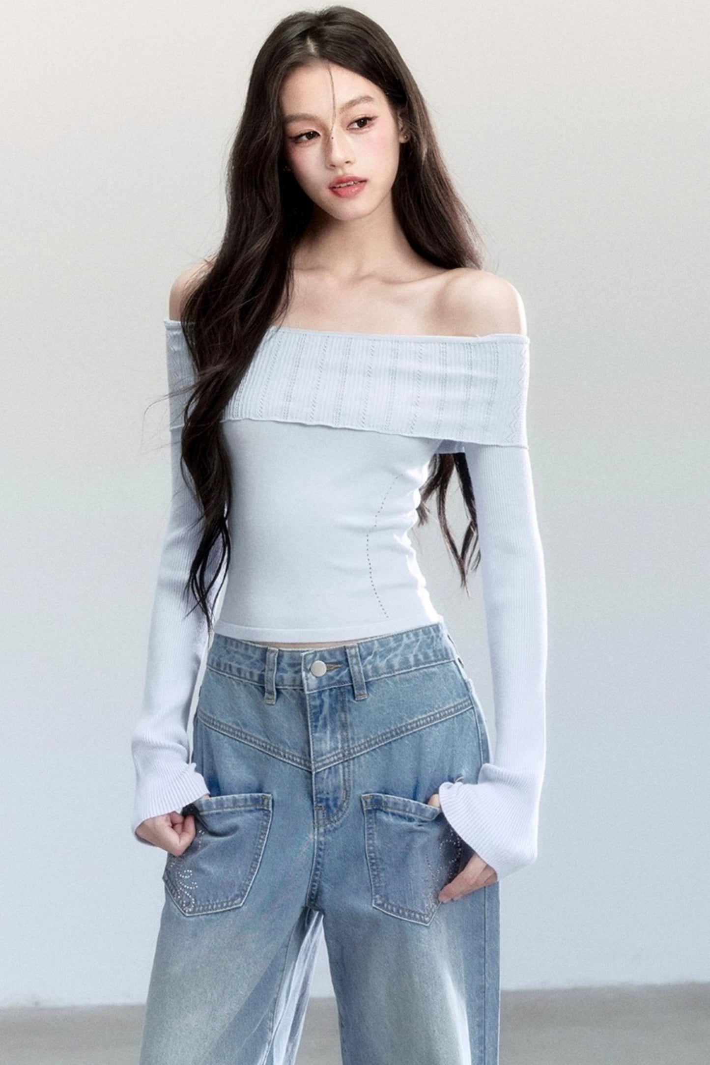 Slimming Knit One-Shoulder Top