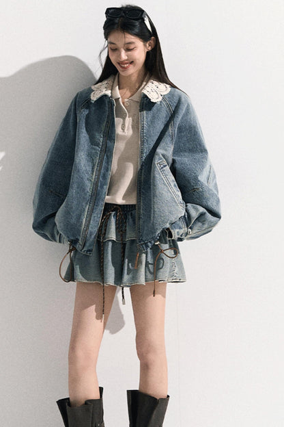 Vintage Crochet Denim Jacket Set-Up