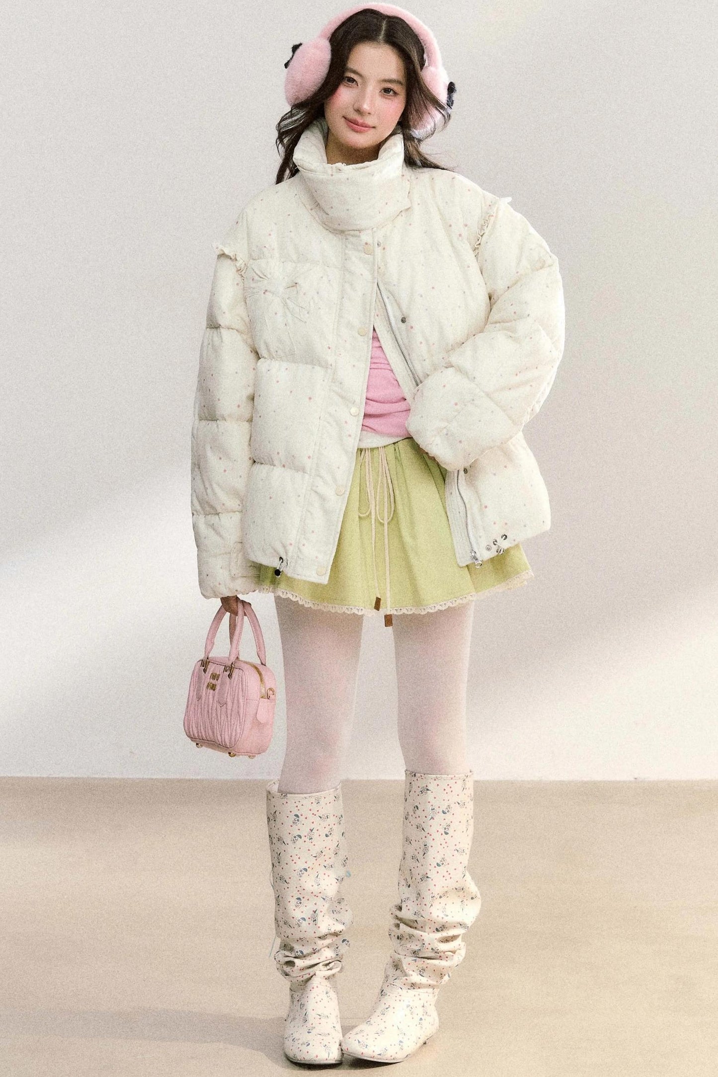 Polka Dot Cotton Puffer Jacket