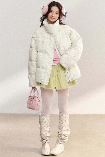 Polka Dot Cotton Puffer Jacket