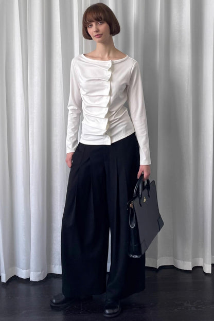 Black Pleated Suit Pants