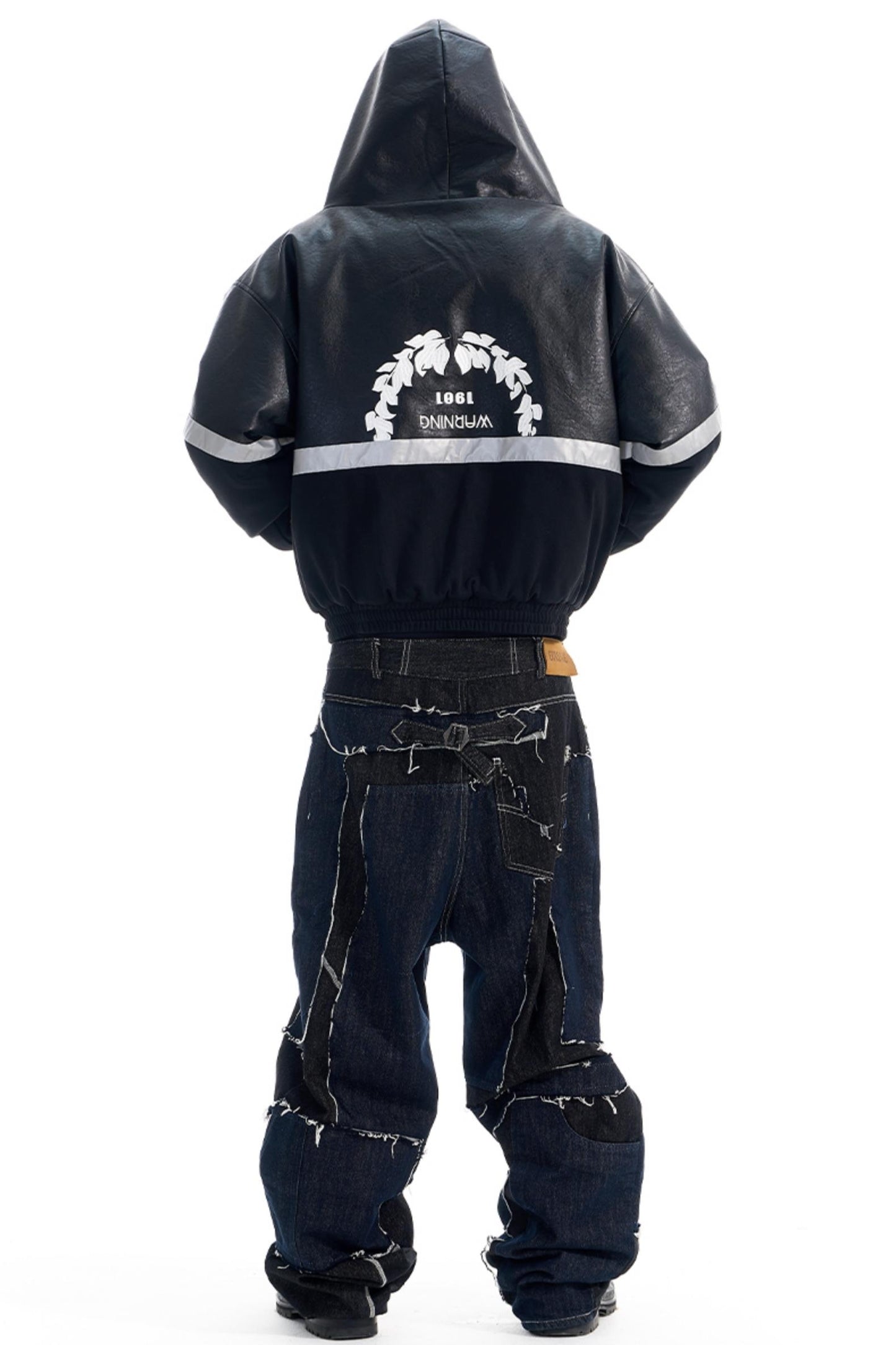 Reflective Silhouette Leather Coat