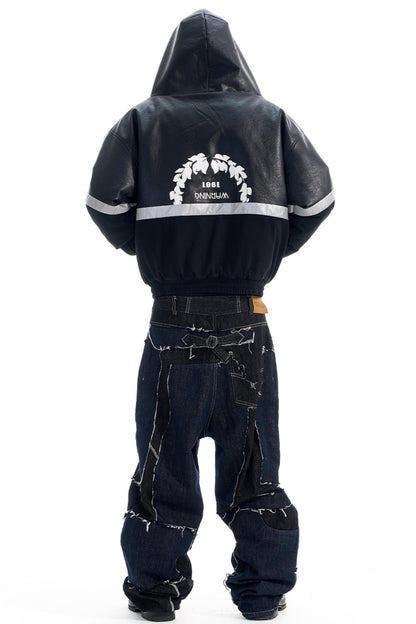 Reflective Silhouette Leather Coat