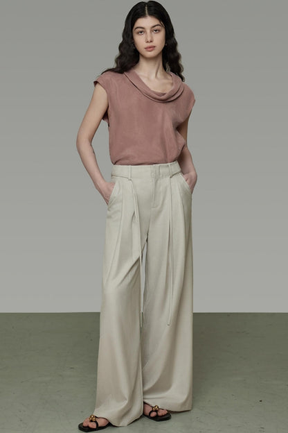 Summer Pleated Wide-Leg Pants