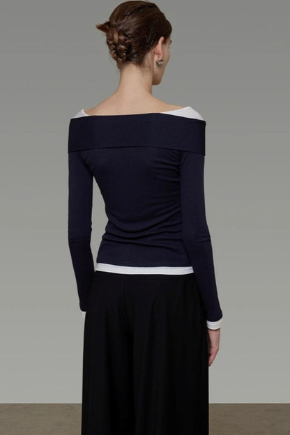 Contrasting One-Shoulder Knitwear