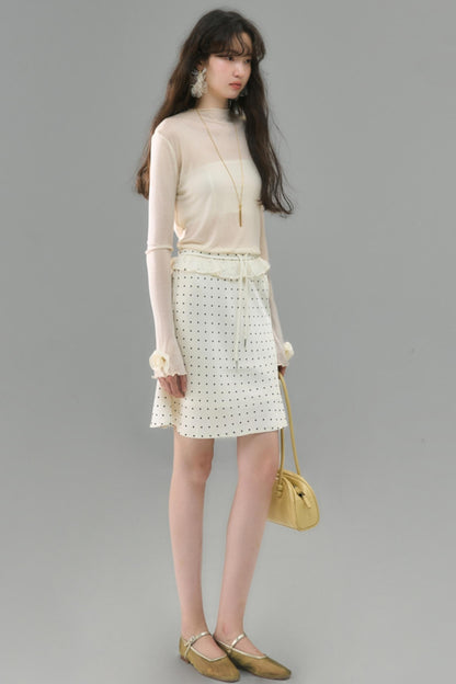 Original Polka Dot Satin A-Line Skirt