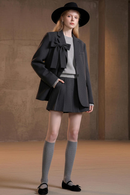 Temperament Bow Jacket & Skirt Set-Up