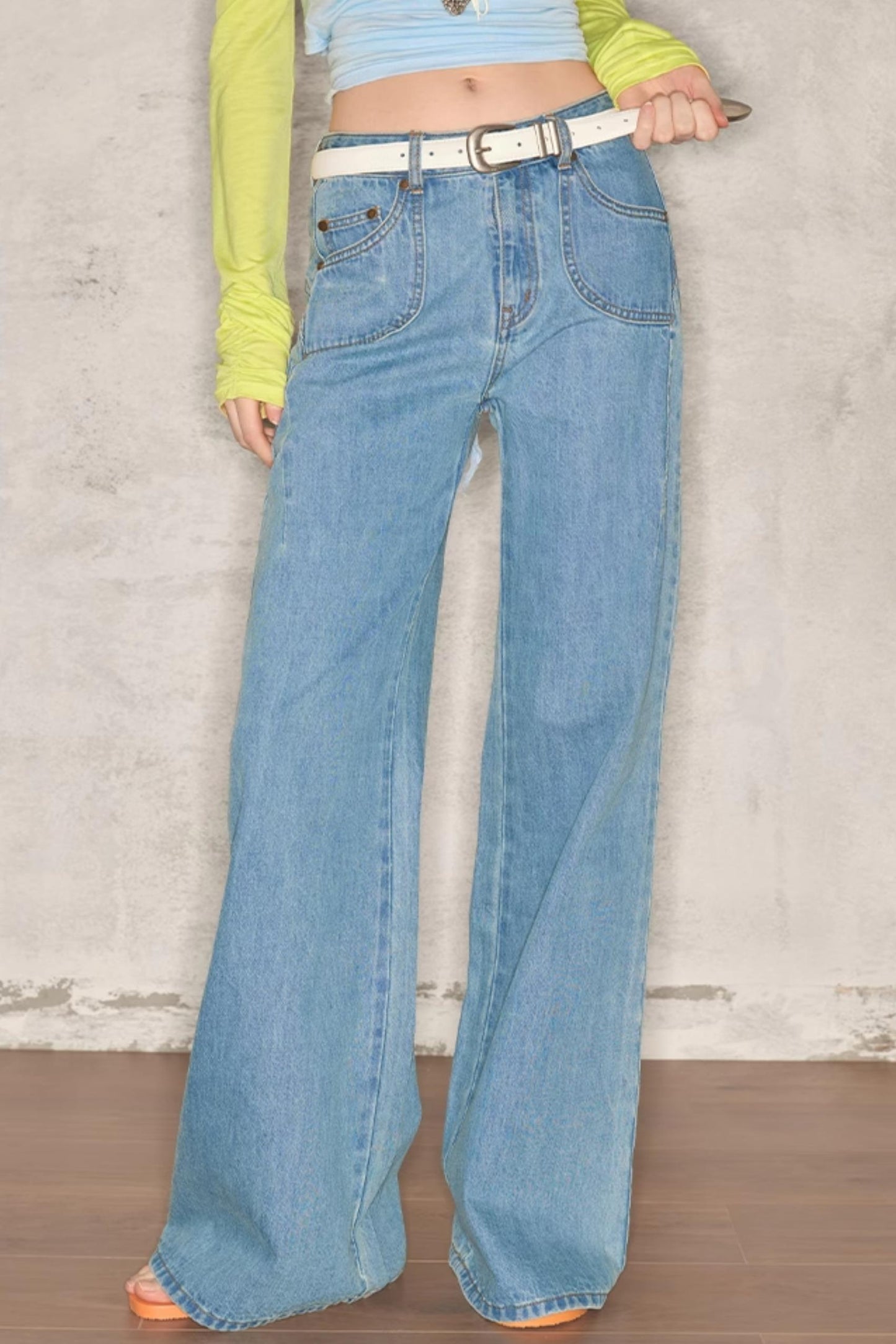 Wide-Leg Denim Pants
