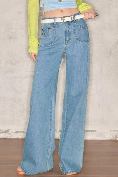 Wide-Leg Denim Pants