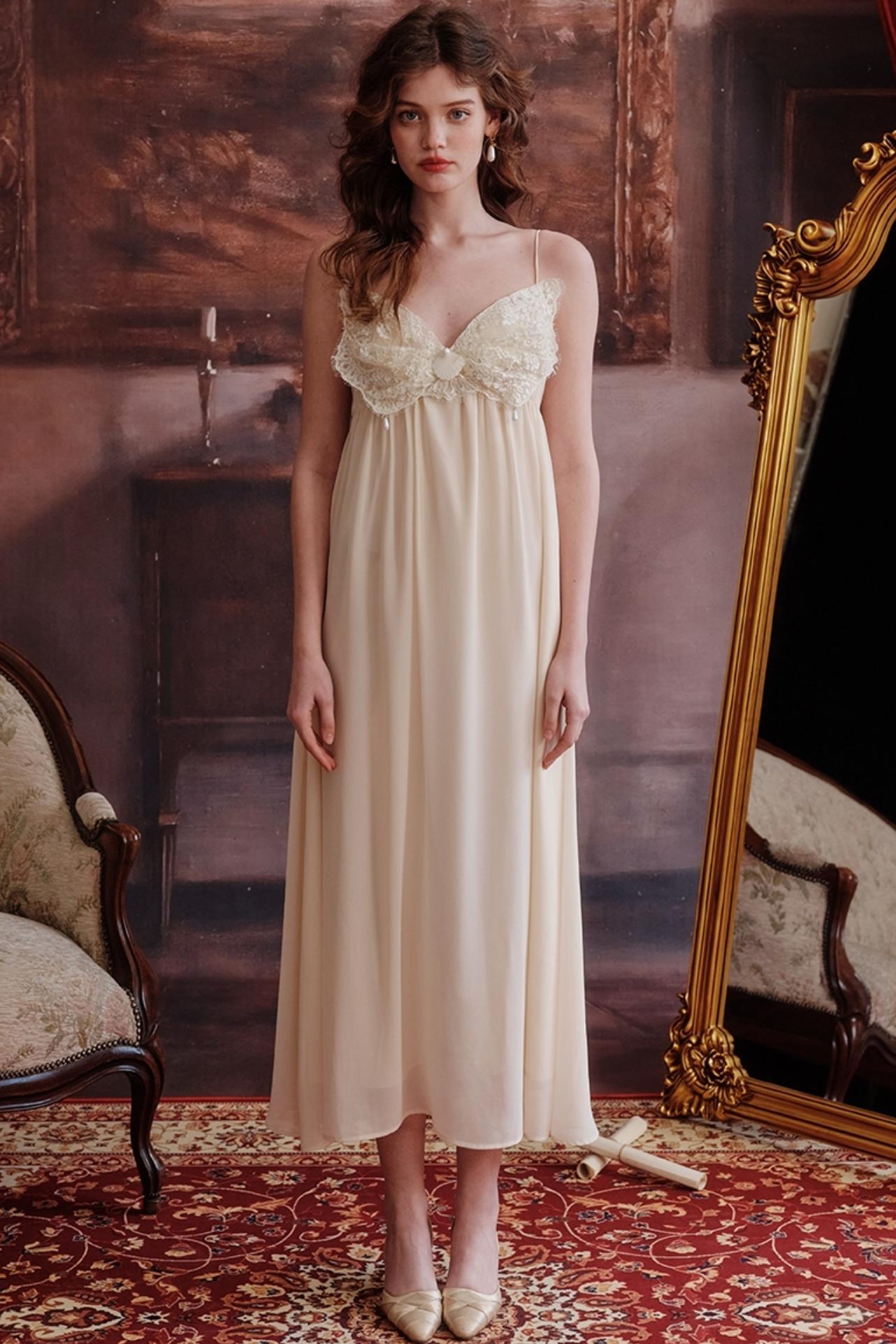 Lace Halter Nightgown Dress