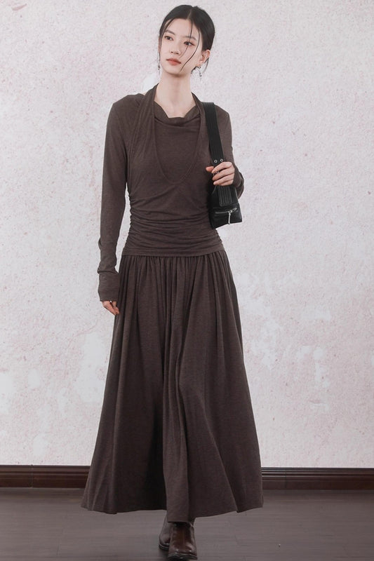 Latte Brown Wool Dress