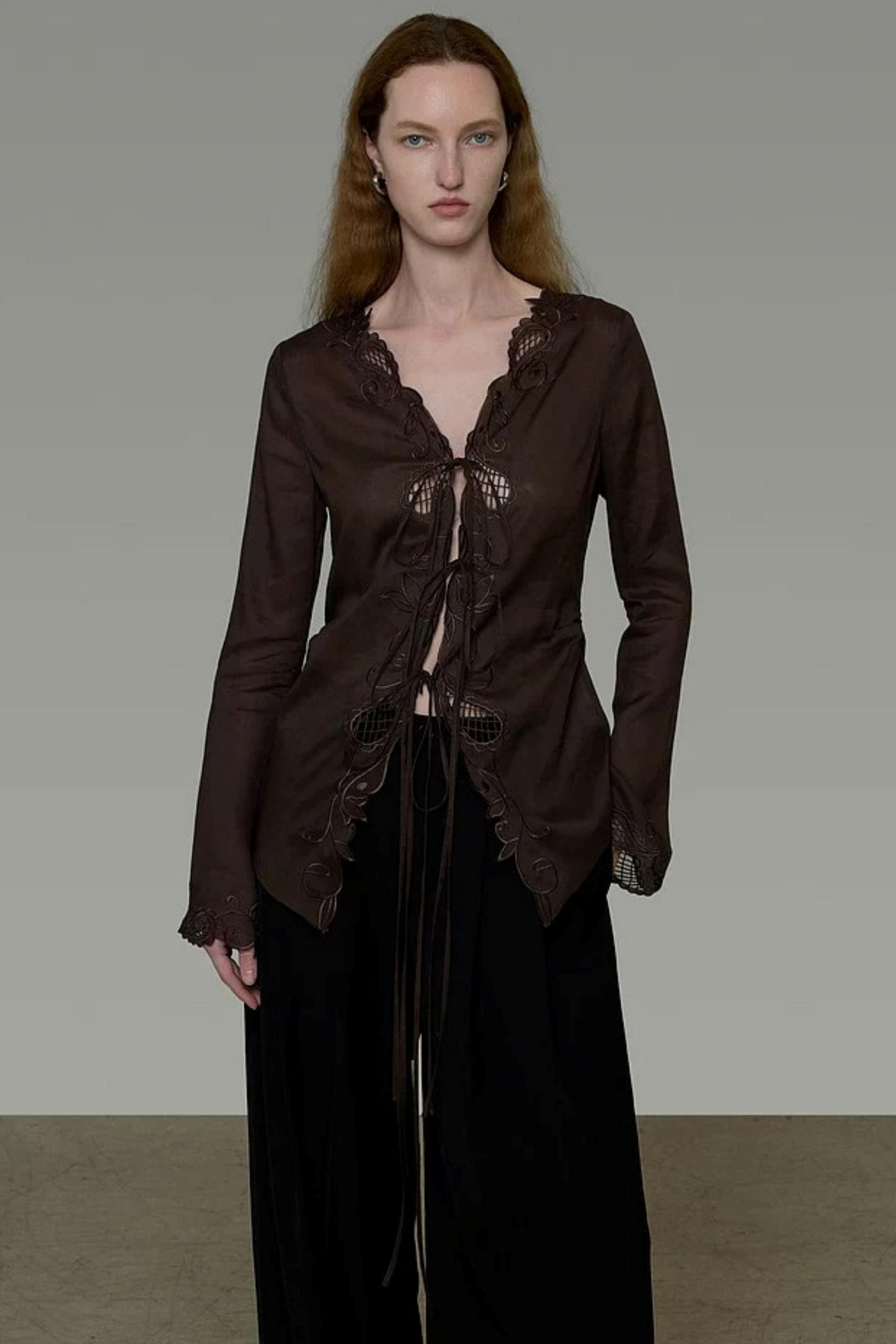 Embroidered Sun Protection Blouse Set-Up