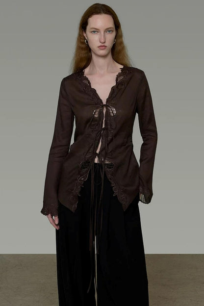 Embroidered Sun Protection Blouse Set-Up