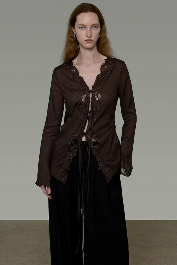 Embroidered Sun Protection Blouse Set-Up