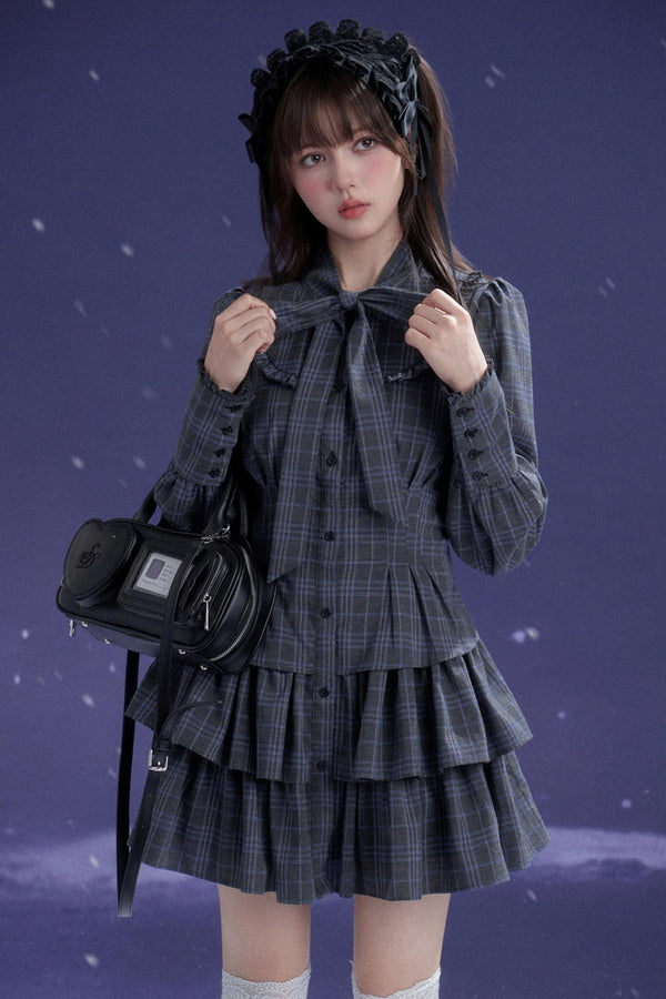 Twilight Plaid Gray Dress