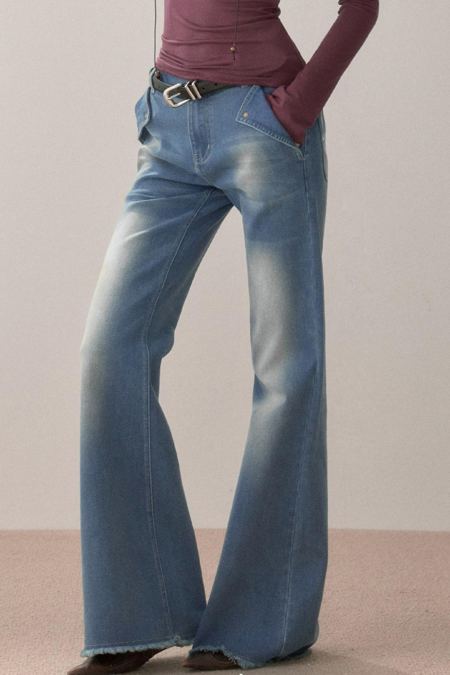 Vintage Letter Print Flared Jeans