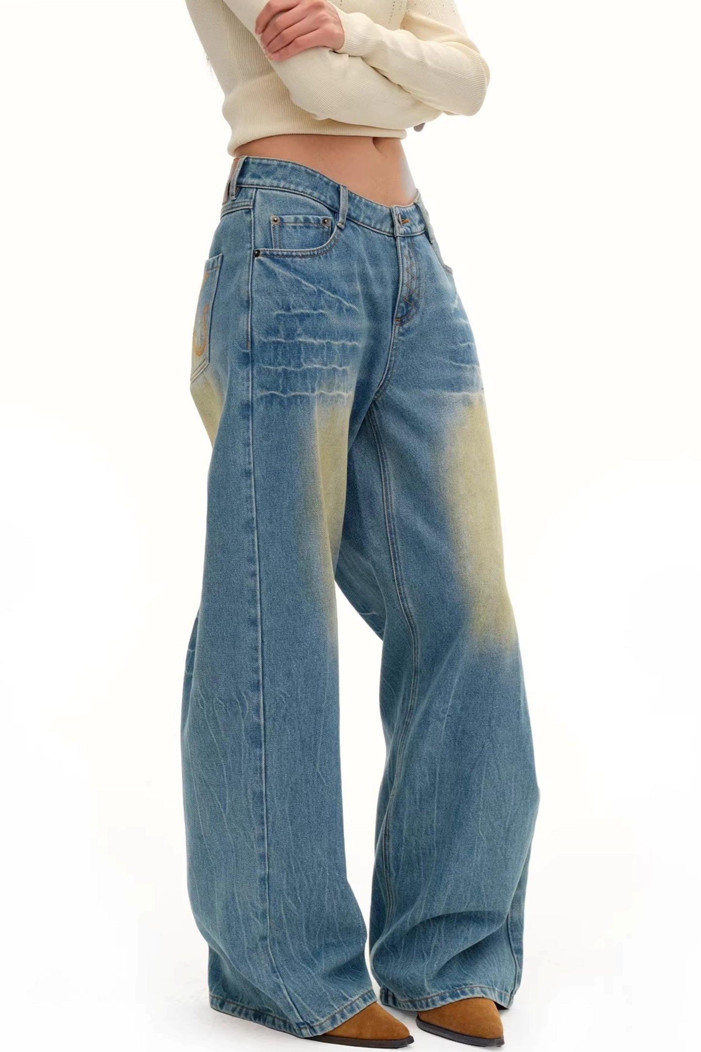 Vintage-Jeans mit weitem Bein