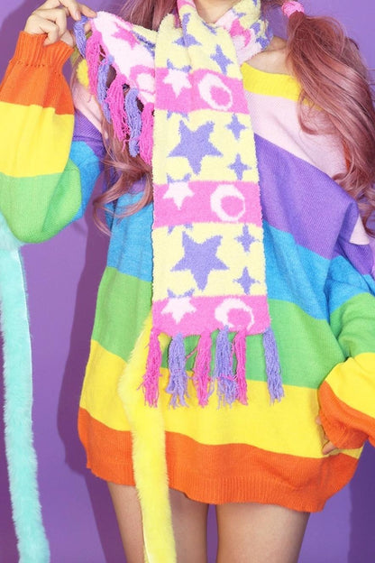 Star Patchwork Knit Scarf