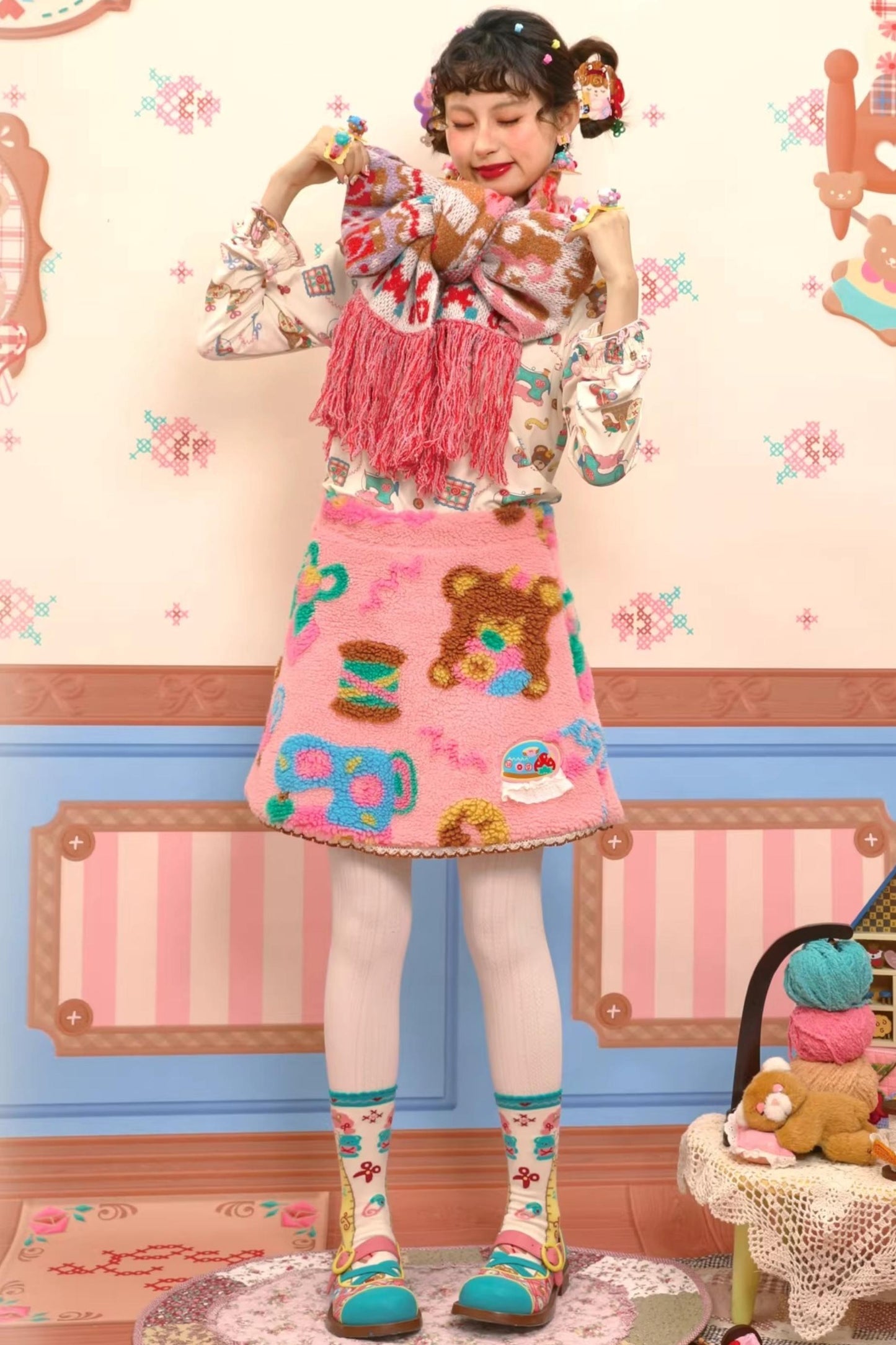 Pink Plush Sherpa Skirt