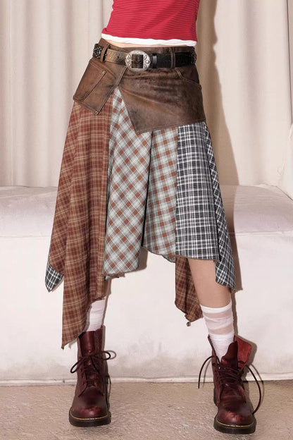 Leather Patchwork Skirt