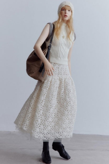 Lamb Cotton Crochet Woolen Vest