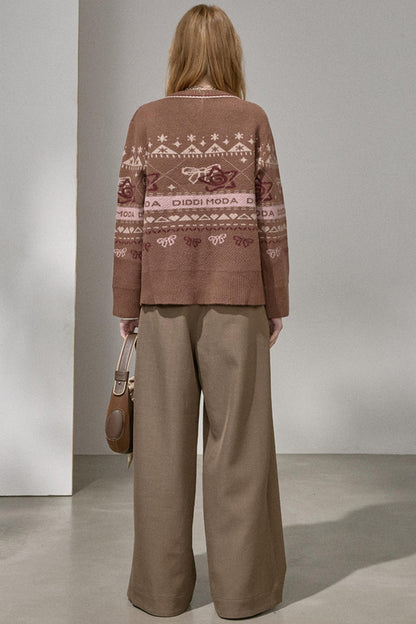 Fair Isle Bow Knit Top