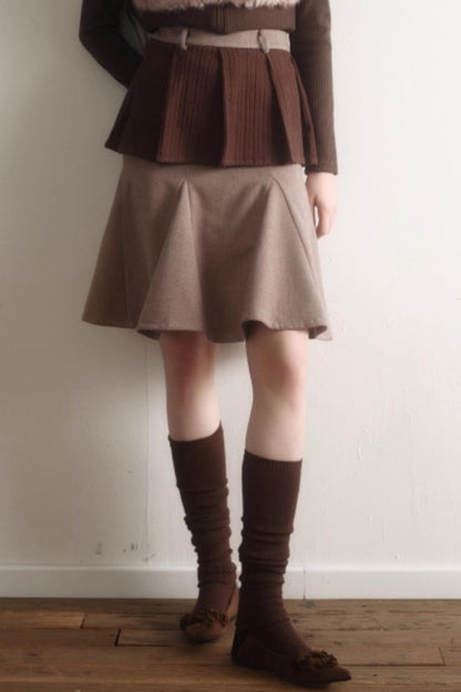 Retro High-Waisted Woolen Skirt