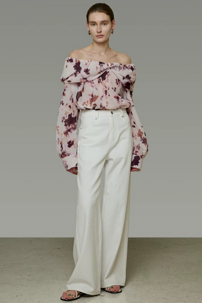 Elegant Tie-Dye Off-Shoulder Blouse