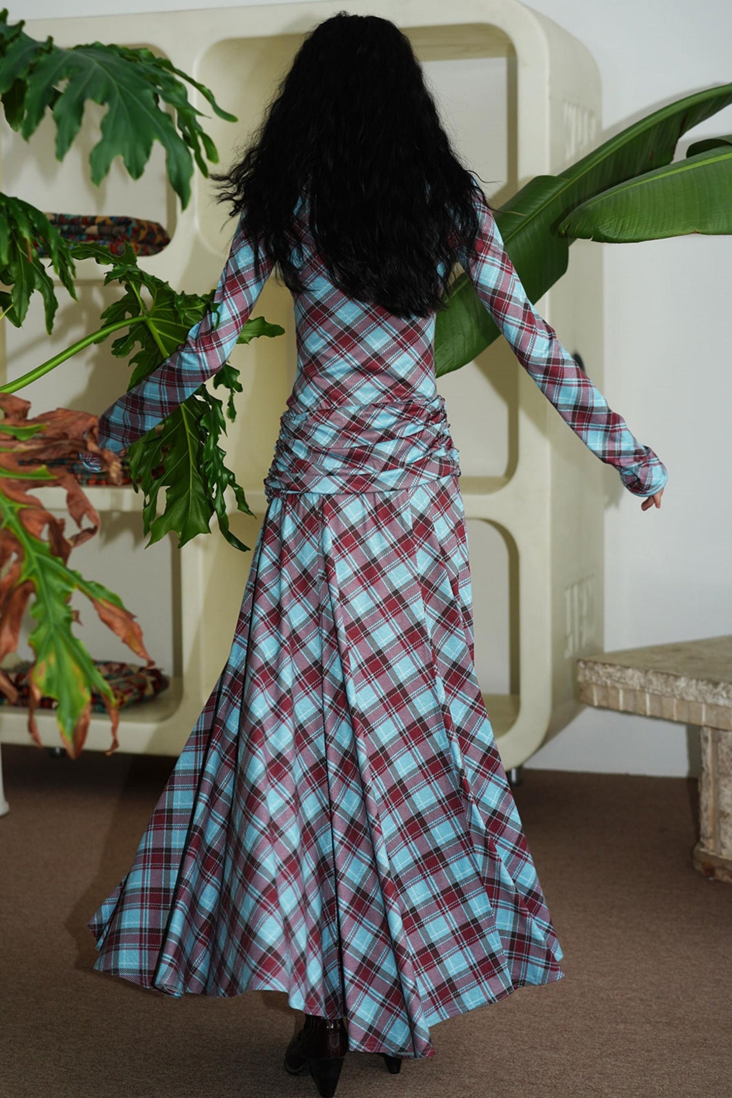 Vintage Check Slim Dress