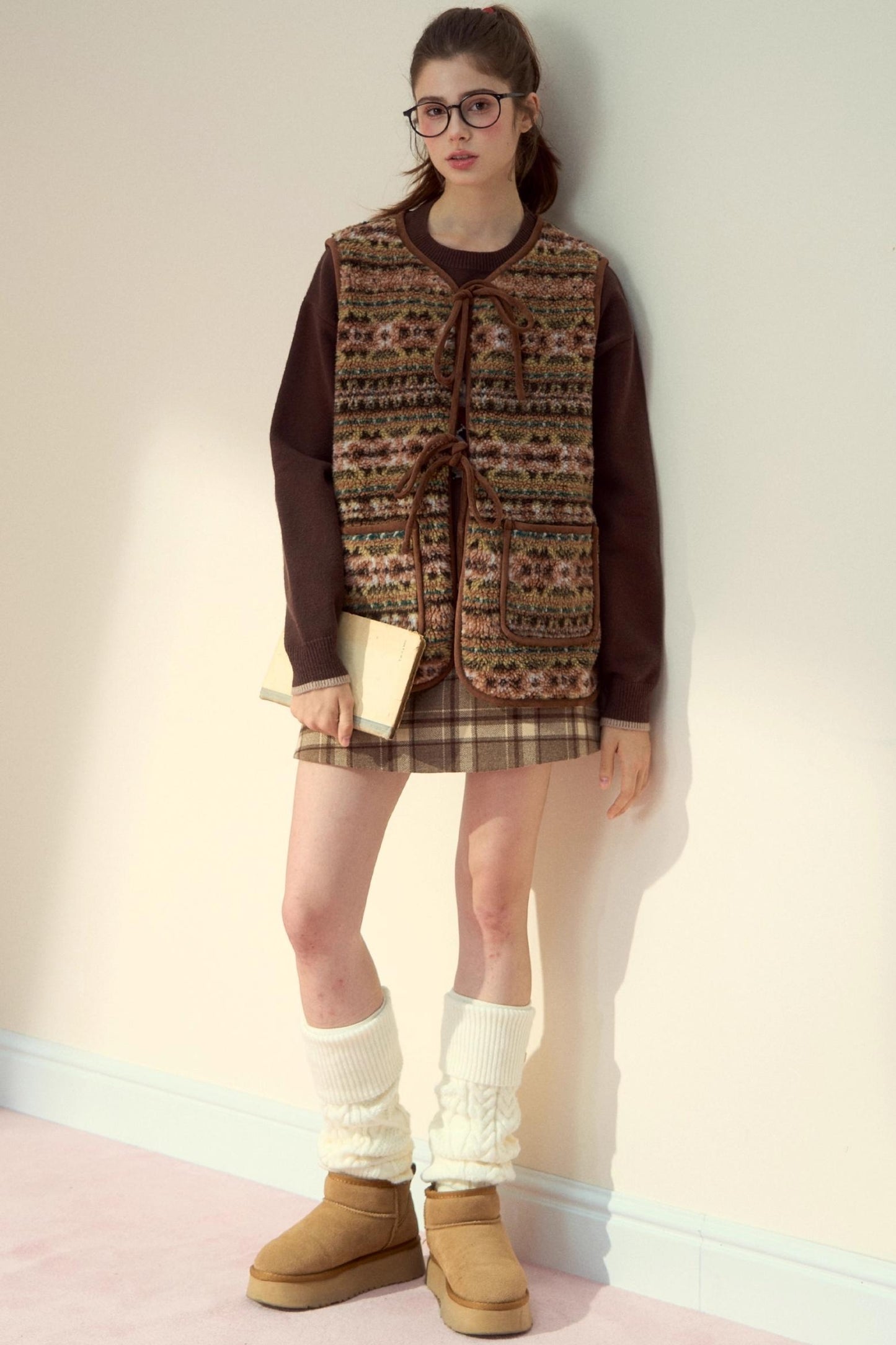 Reversible Bow Strap Fur Vest