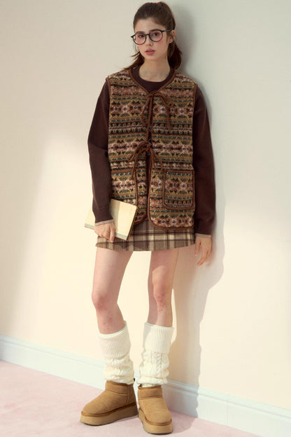 Reversible Bow Strap Fur Vest