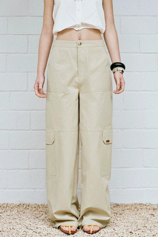 American Retro Beige Cargo Pants