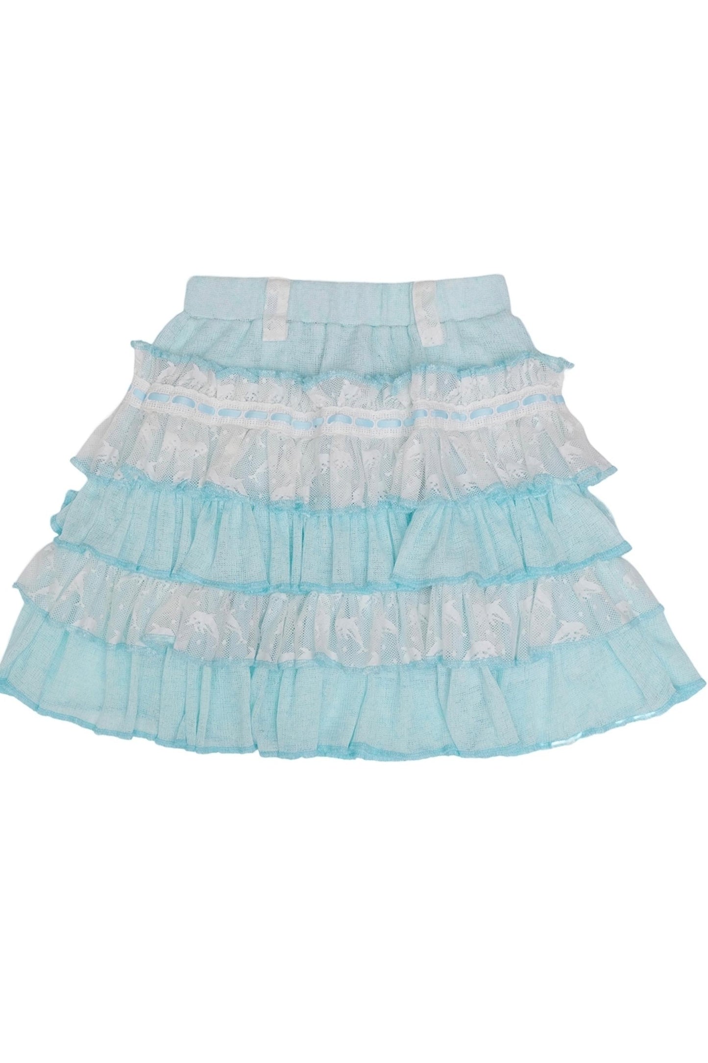 Blue Lace Ruffle Skirt