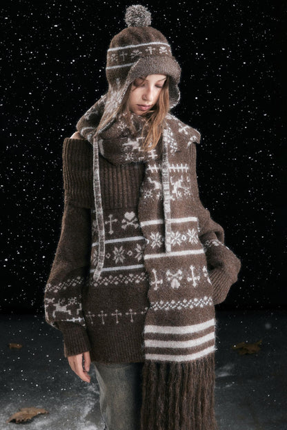 Fair Isle Wave Jacquard Scarf