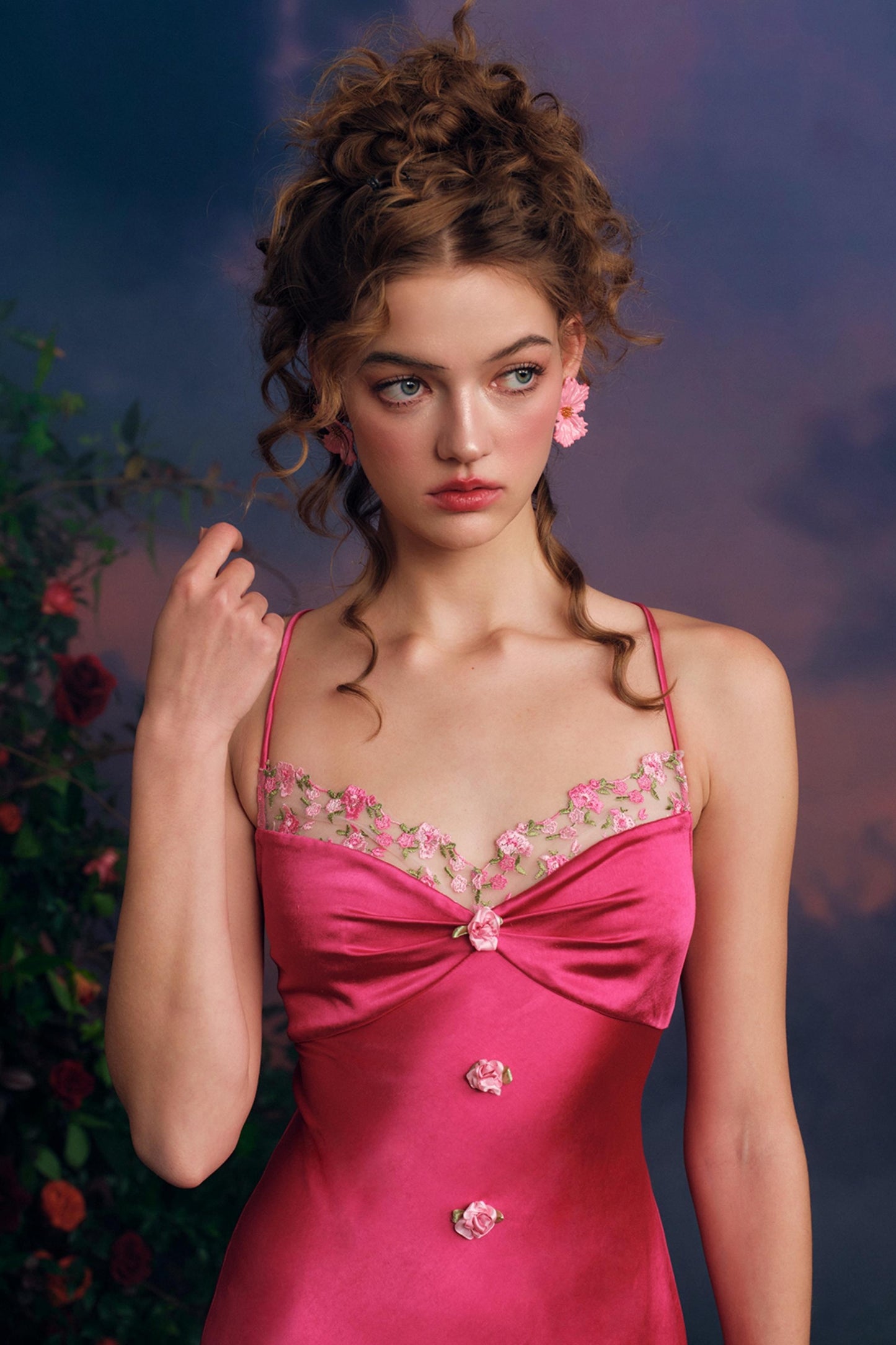 Satin Draped Camisole Gown Dress