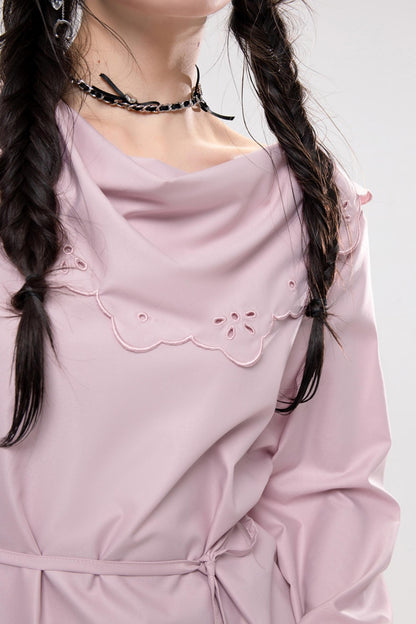 Elegant Embroidered Lace Collar Shirt