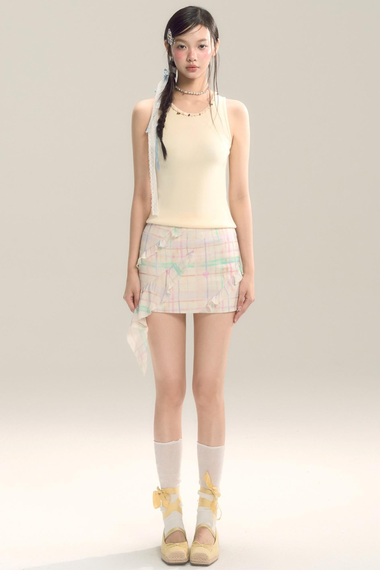 Yellow Plaid Halter Skirt