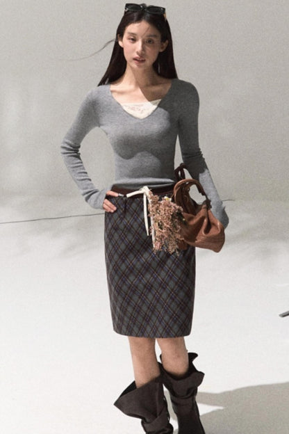 V-Neck Slim Casual Knit Sweater