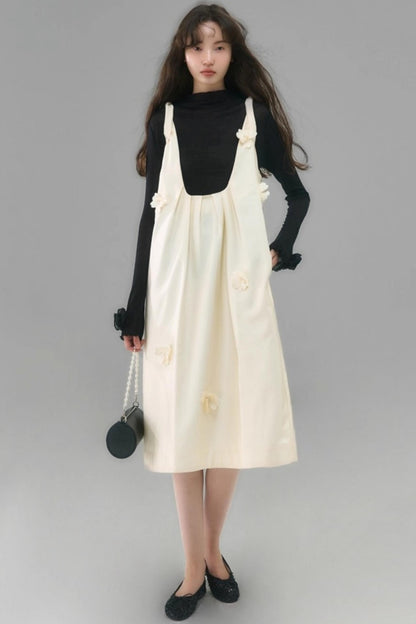 Flower Twisted Strap Suspender Dress