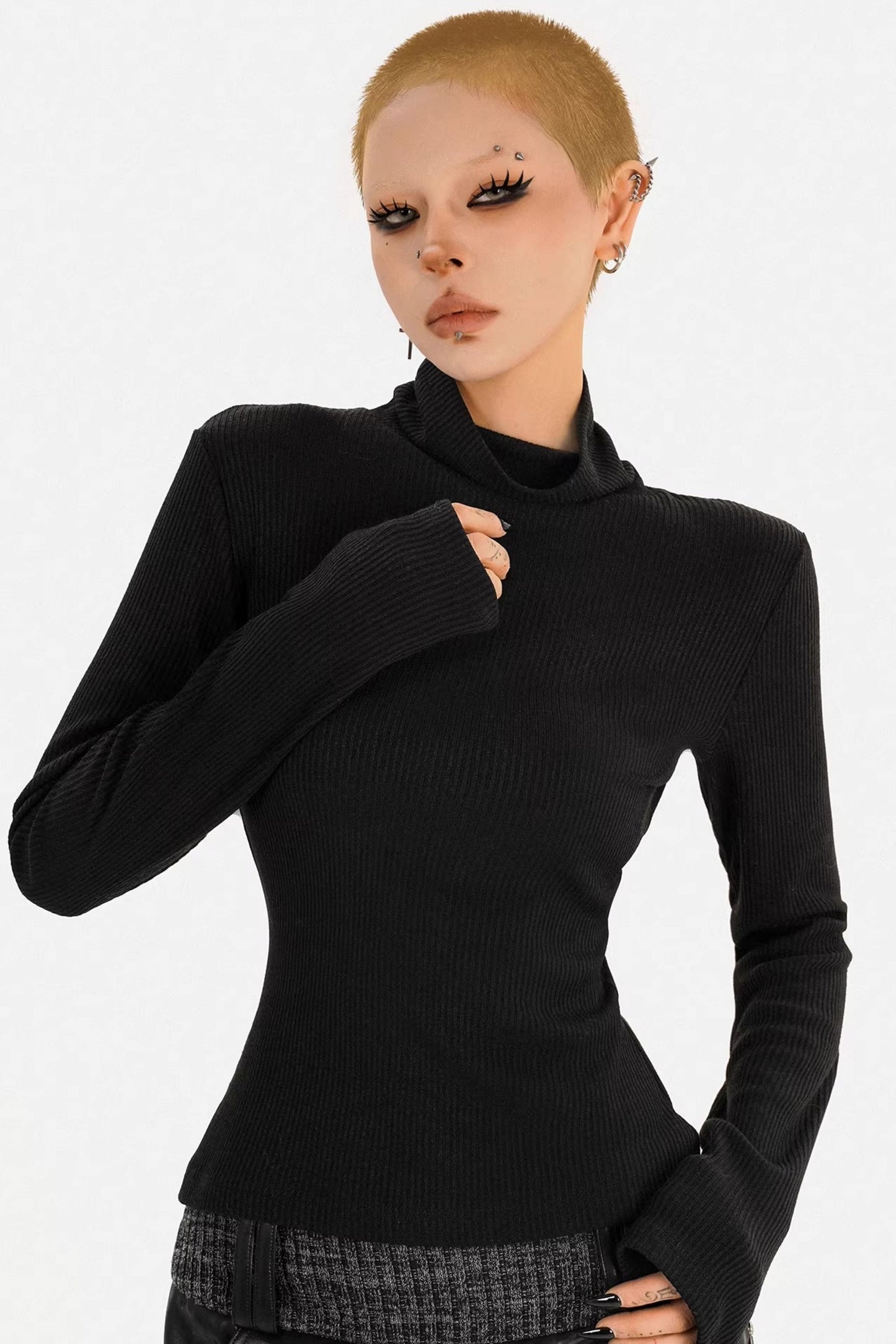 Plush Patchwork Leather Vest Jacket Set