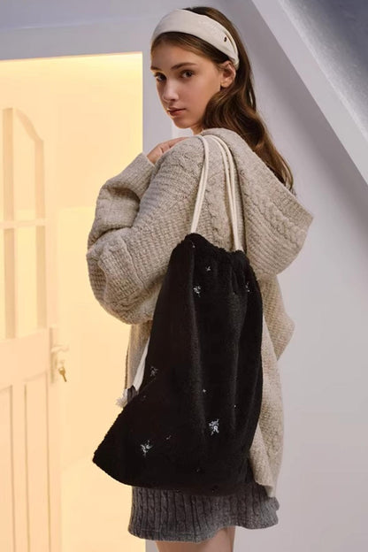 Soft Velvet Floral Backpack