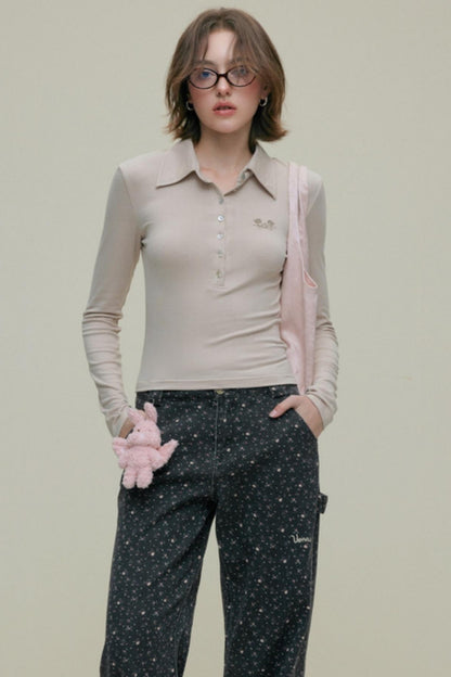 Wave Embroidered Polo Tee