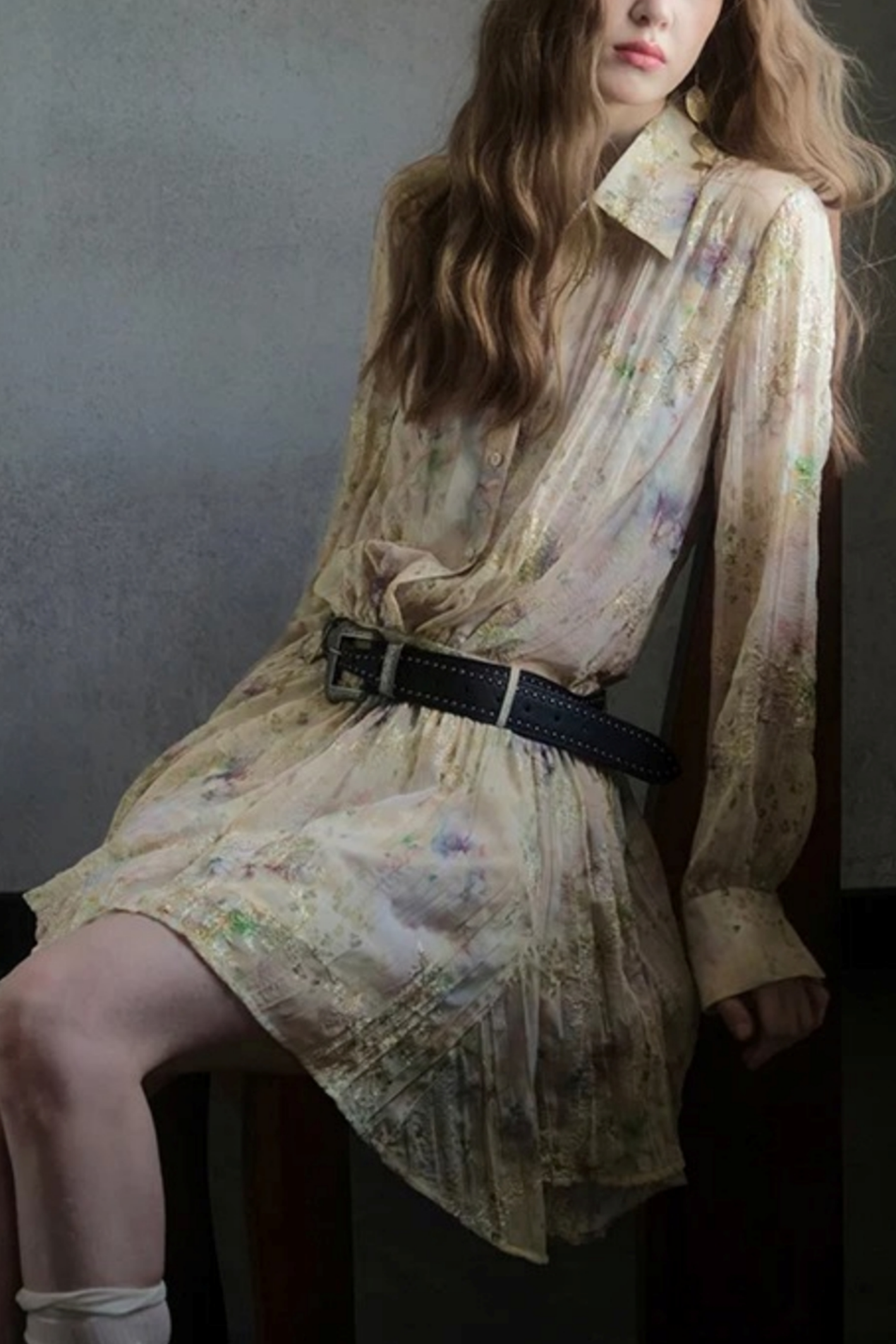 Sunset Embroidery Pleated Dress Set