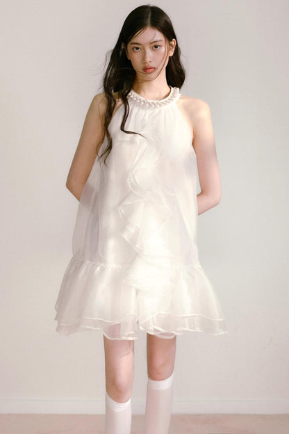 Ethereal Pearl Organza Dress
