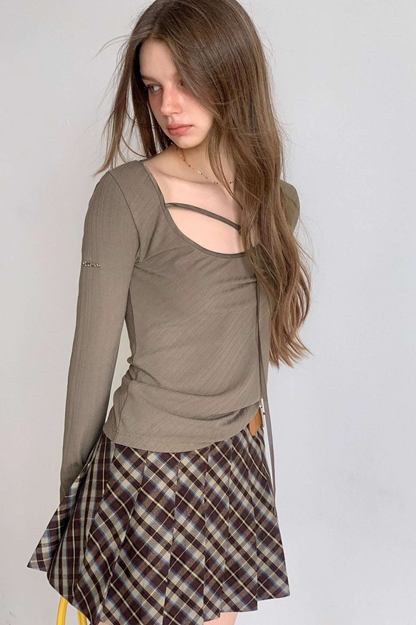 Vintage Plaid Waist Slimming Skirt