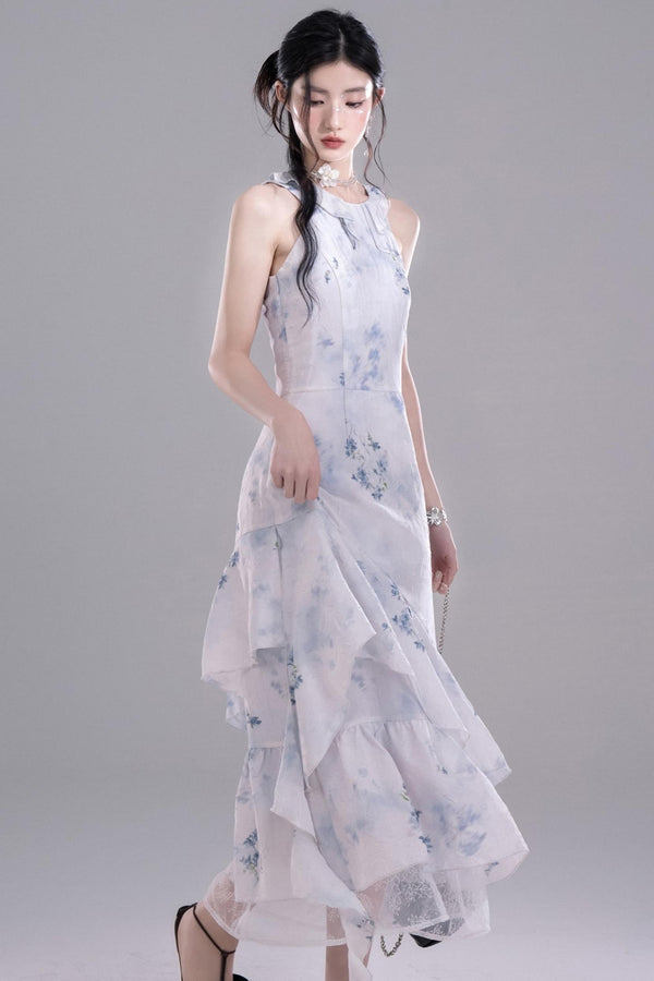 Ethereal Blue Petal Dress